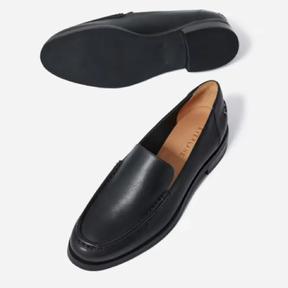EVERLANE The Modern Loafer in Black Napa Leather Flat Slip On Size 8.5 NEW_2